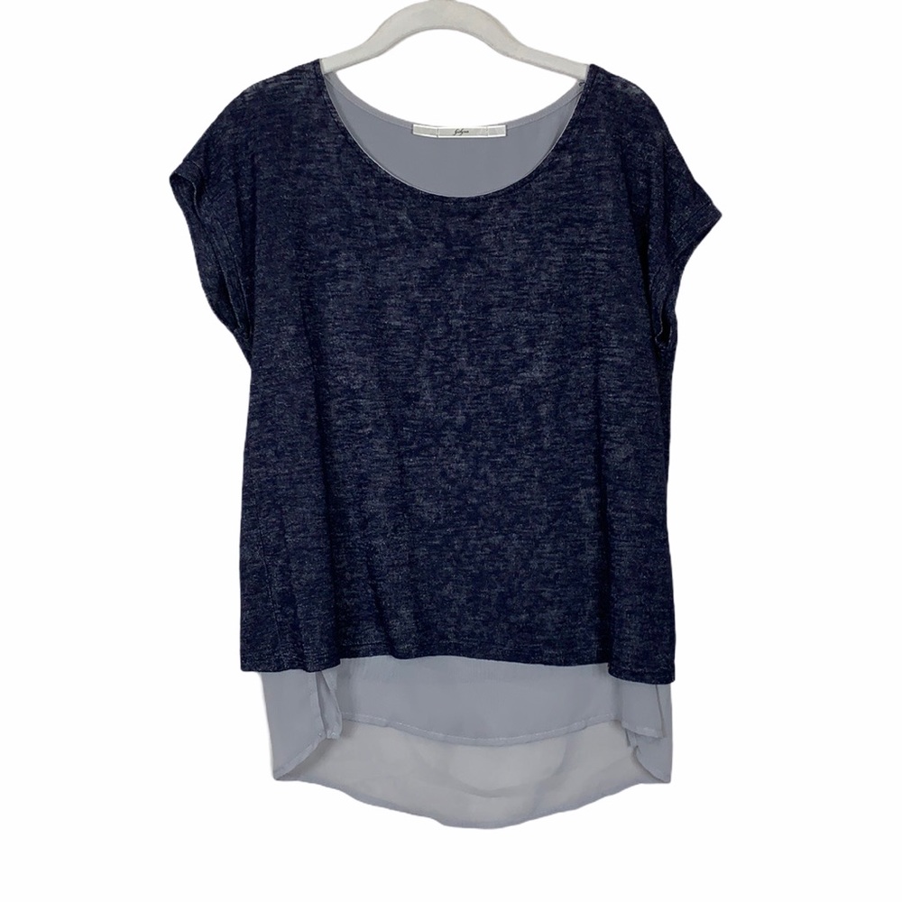 (3/$20) Gibson layered top short sleeve sweater